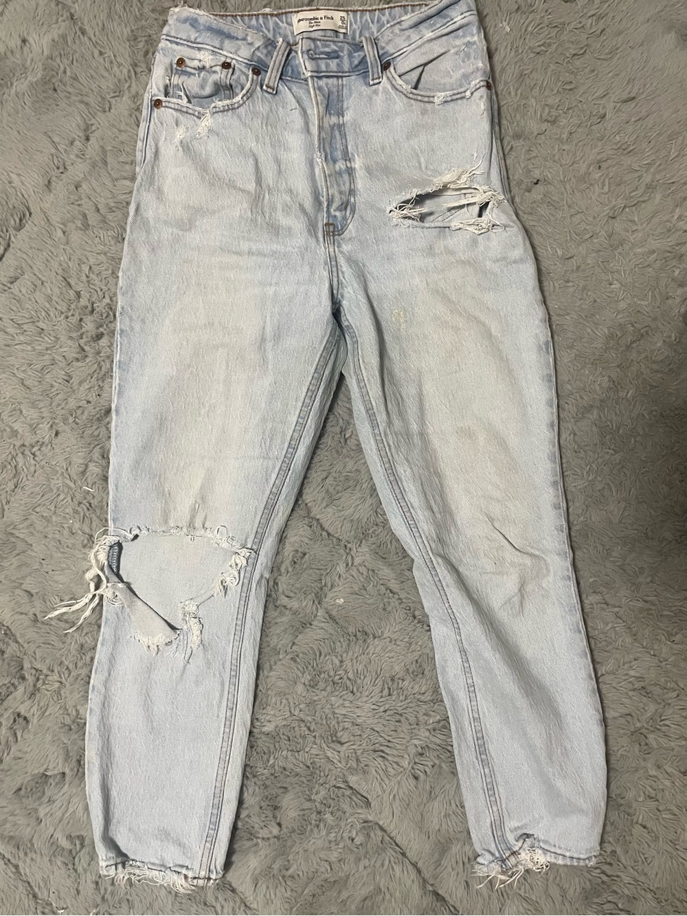 Abercrombie & Fitch Light Blue Distressed Boyfriend Jeans